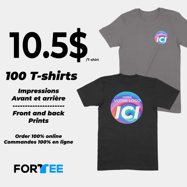 100 Tshirt Left Chest and Back Print